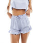 Luna frill pyjama shorts co-ord in cornflower blue