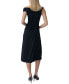 ფოტო #2 პროდუქტის Women's Asymmetric-Neck Shirred Midi Dress