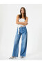Фото #10 товара Geniş Düz Paça Kot Pantolon Standart Bel Cepli Pamuklu - Bianca Jeans