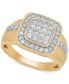 ფოტო #1 პროდუქტის Men's Diamond Cluster Framed Ring (1 ct. t.w.) in 10k Gold