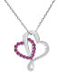 Фото #1 товара Macy's women's Double-Heart Pendant Necklace in Sterling Silver