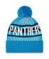 Фото #2 товара Men's Blue Carolina Panthers Striped Cuffed Knit Hat with Pom