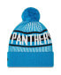 ფოტო #2 პროდუქტის Men's Blue Carolina Panthers Striped Cuffed Knit Hat with Pom