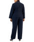 Фото #2 товара Plus Size Contrast-Trimmed Notch Collar Pantsuit