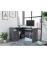 Фото #2 товара Mix L-Shaped Desk, Keyboard Tray, Two Drawers, Single Open Shelf - Smokey Oak