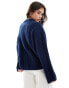 ASOS DESIGN crew neck jumper in wide rib in navy