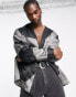 Фото #1 товара Reclaimed Vintage limited edition cross over shirt in satin patchwork