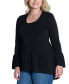 Plus Size Long Bell Sleeve High Low Tunic Top