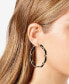 Gold-Tone Medium Imitation Suede Woven Hoop Earrings, 2"