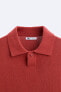 Cotton - linen knit polo shirt