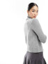 Фото #7 товара Weekday Winona high neck rib zip-through cardigan in Grey