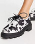 ASOS DESIGN – Marver – Flache Schnürschuhe mit Kuh-Print