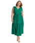 ფოტო #5 პროდუქტის Plus Size V-Neck Sleeveless Tiered Midi Dress
