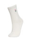 Kadın Gül Baskılı Nakış 3'lü Pamuklu Uzun Çorap B6103axns