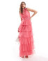 Фото #1 товара Anaya ruffle tiered maxi dress in hot pink