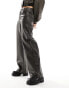 Фото #10 товара ONLY faux leather wide fit trouser in washed black