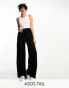 ASOS DESIGN Tall tie belt wide leg trouser culottes in black