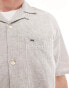 ONLY & SONS revere collar linen mix shirt co-ord in beige stripe