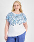 ფოტო #1 პროდუქტის Plus Size Floral-Print Pullover Top