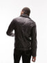 Фото #2 товара Topman real leather biker jacket in black