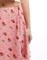 Wednesday's Girl flippy mini wrap skirt in pink floral