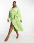 Pretty Lavish Curve wrap shirt midaxi dress in apple green