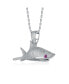 Rhodium-Plated with Ruby & Cubic ZIrconia Ice Out Shark Pendant Necklace in Sterling Silver