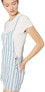 Фото #3 товара Jack 252303 Women's Sailor Jerry Washed Indigo Printed Stripe Overalls Size 4