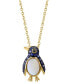 ფოტო #3 პროდუქტის EFFY® Sapphire (1/3 ct. t.w), Opal (1/2 ct. t.w.) & Black Diamond Accent Penguin 18" Pendant Necklace in 14k Gold