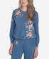 Casual Fridays Women's Cozy Floral Embroidered Long Sleeve Top