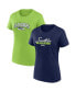 Women's Navy, Neon Green Seattle Seahawks Fan T-shirt Combo Set