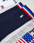 Polo Ralph Lauren 3 pack sport socks with all over logo flag in navy grey white