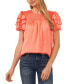 ფოტო #1 პროდუქტის Women's Satin Smocked Yoke Tiered Flutter-Sleeve Blouse