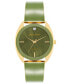 Women's Three-Hand Quartz Green and Gold-Tone Alloy Bangle Watch, 34mm