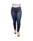 Фото #1 товара Women's Curvy Fit Stretch Denim Blasted Daisy Printed Mid-Rise Skinny Jeans