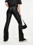 Only mid waist coated flared trousers in black M - фото #3