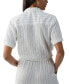 ფოტო #2 პროდუქტის Women's Ocean Striped Button-Front Tie-Hem Shirt