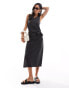 JDY sleeveless knot midi dress in black