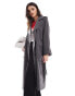 ASOS DESIGN oversized pinstripe trench coat in grey