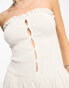 COLLUSION shirred bandeau cut out maxi summer dress in white