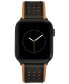 Фото #1 товара Ремешок для часов Vince Camuto Black and Brown Premium Leather с перфорированным дизайном, совместимый с Apple Watch 42/44/45/Ultra/Ultra 2
