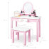 Фото #9 товара Детский гримо-столик Pinolino Jasmin, с зеркалом, 1 ящиком, 1 полкой, 1 столиком, в комплекте с табуретом, розовый и белый.