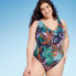 Фото #1 товара Women's Shirred Plunge One Piece Swimsuit - Shade & Shore Multi Floral Print 16