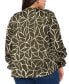 ფოტო #2 პროდუქტის Plus Size Printed Split-Neck Blouson-Sleeve Top