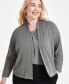 Фото #2 товара Plus Size Collarless Open-Front Jacket