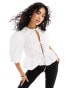 Фото #1 товара ASOS DESIGN cotton poplin peplum tie shirt in ivory