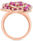 ფოტო #2 პროდუქტის EFFY® Ruby (3-3/4 ct. t.w.) & Diamond (5/8 ct. t.w.) Flower Ring in 14k Rose Gold