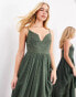 ASOS EDITION embroidered cami maxi dress with cutwork detail in khaki Зеленый, 42 - фото #2