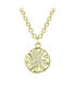 14K Gold Plated With Cubic Zirconia Engraved Round Pendant Necklace