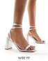 Фото #2 товара Simmi London Wide Fit Bolt block heeled sandal in embellished silver